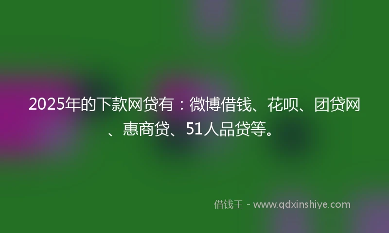2025年的下款网贷有：微博借钱、花呗、团贷网、惠商贷、51人品贷等。