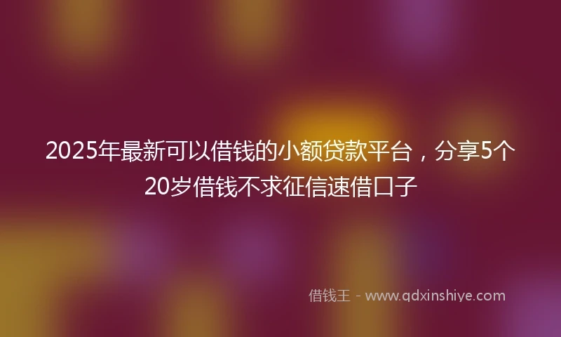 2025年最新可以借钱的小额贷款平台，分享5个20岁借钱不求征信速借口子