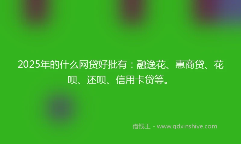 2025年的什么网贷好批有：融逸花、惠商贷、花呗、还呗、信用卡贷等。