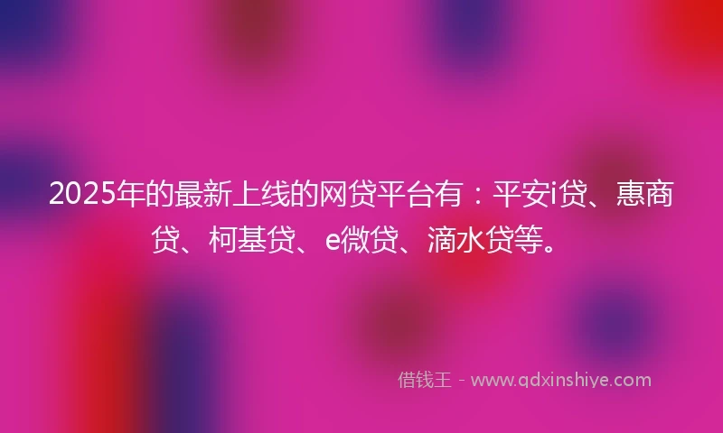 2025年的最新上线的网贷平台有：平安i贷、惠商贷、柯基贷、e微贷、滴水贷等。