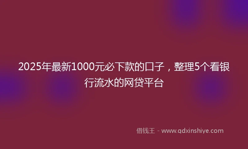 2025年最新1000元必下款的口子，整理5个看银行流水的网贷平台