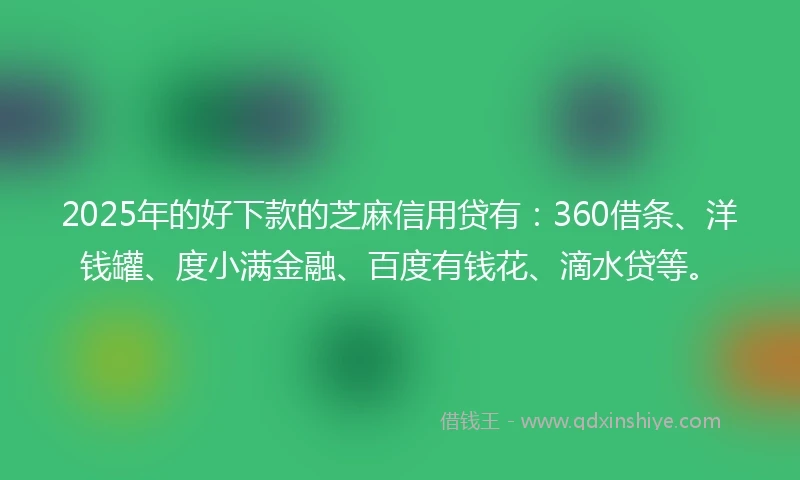 2025年的好下款的芝麻信用贷有：360借条、洋钱罐、度小满金融、百度有钱花、滴水贷等。
