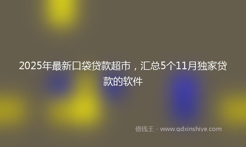 2025年最新口袋贷款超市，汇总5个11月独家贷款的软件