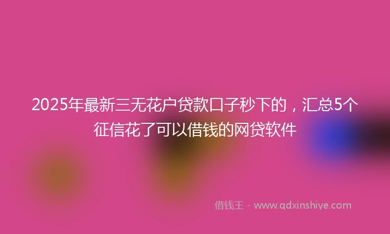 2025年最新三无花户贷款口子秒下的，汇总5个征信花了可以借钱的网贷软件