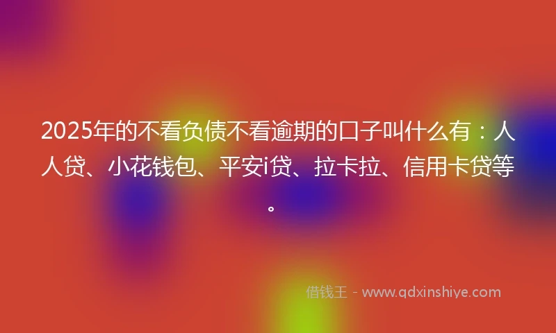 2025年的不看负债不看逾期的口子叫什么有：人人贷、小花钱包、平安i贷、拉卡拉、信用卡贷等。