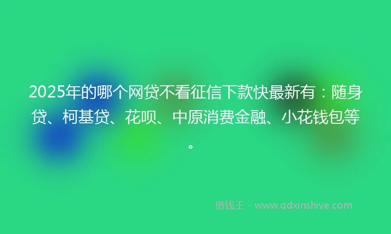 2025年的哪个网贷不看征信下款快最新有：随身贷、柯基贷、花呗、中原消费金融、小花钱包等。