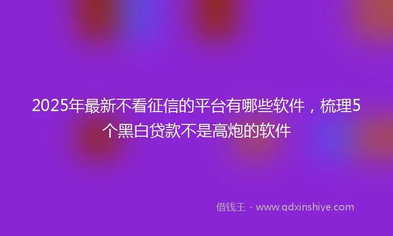 2025年最新不看征信的平台有哪些软件，梳理5个黑白贷款不是高炮的软件
