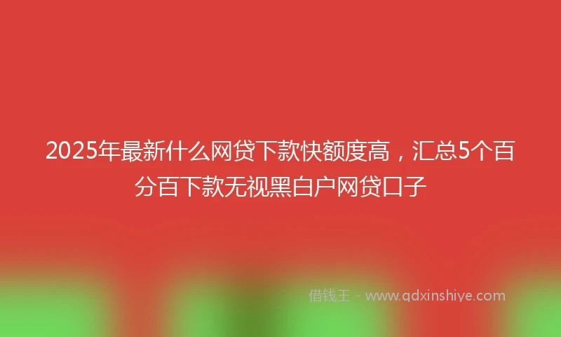 2025年最新什么网贷下款快额度高，汇总5个百分百下款无视黑白户网贷口子