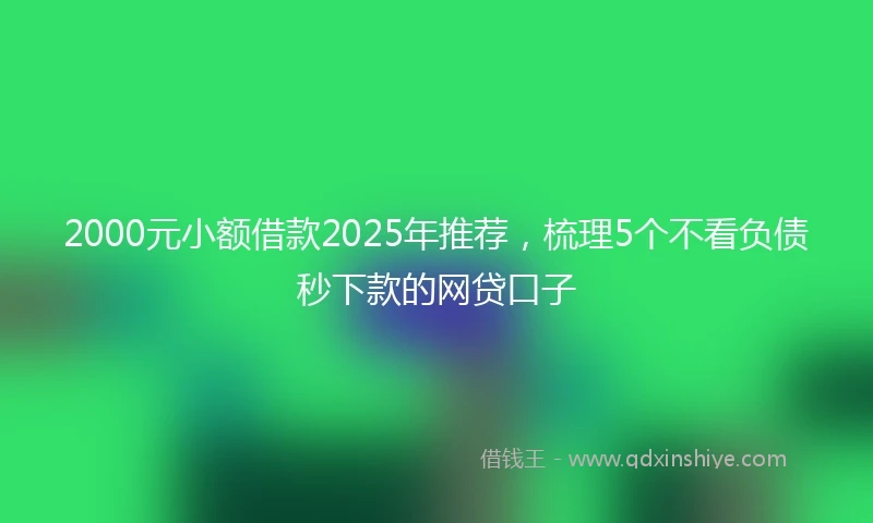 2000元小额借款2025年推荐，梳理5个不看负债秒下款的网贷口子