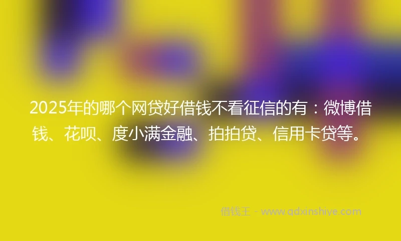 2025年的哪个网贷好借钱不看征信的有：微博借钱、花呗、度小满金融、拍拍贷、信用卡贷等。