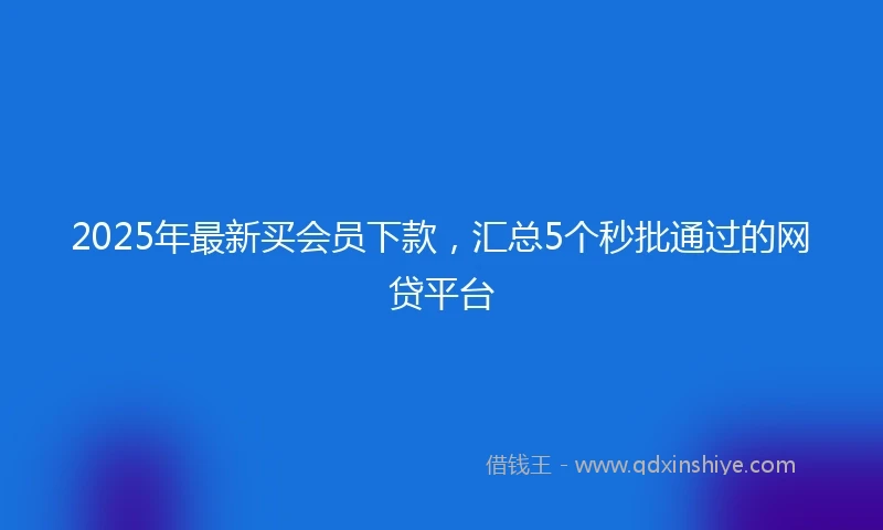 2025年最新买会员下款，汇总5个秒批通过的网贷平台