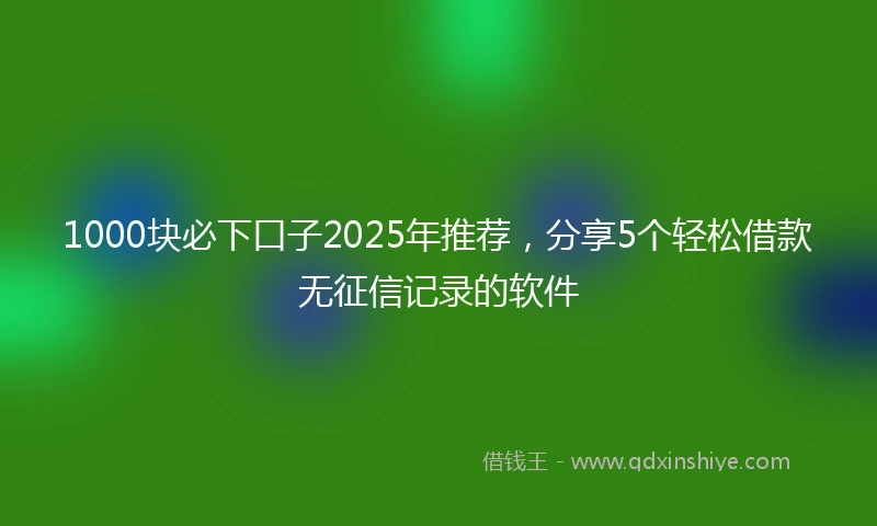 1000块必下口子2025年推荐，分享5个轻松借款无征信记录的软件