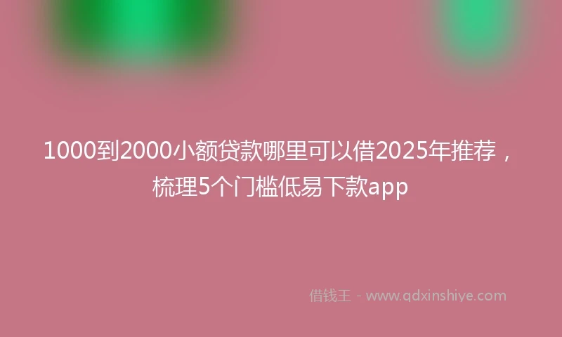 1000到2000小额贷款哪里可以借2025年推荐，梳理5个门槛低易下款app