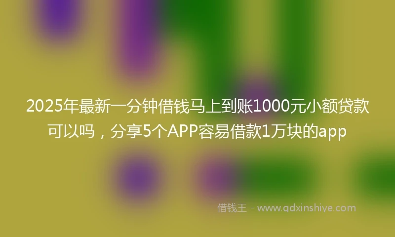 2025年最新一分钟借钱马上到账1000元小额贷款可以吗，分享5个APP容易借款1万块的app