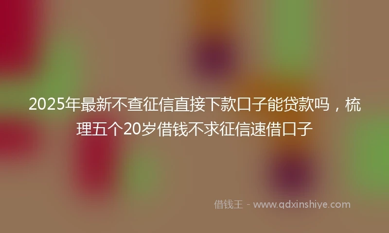2025年最新不查征信直接下款口子能贷款吗，梳理五个20岁借钱不求征信速借口子