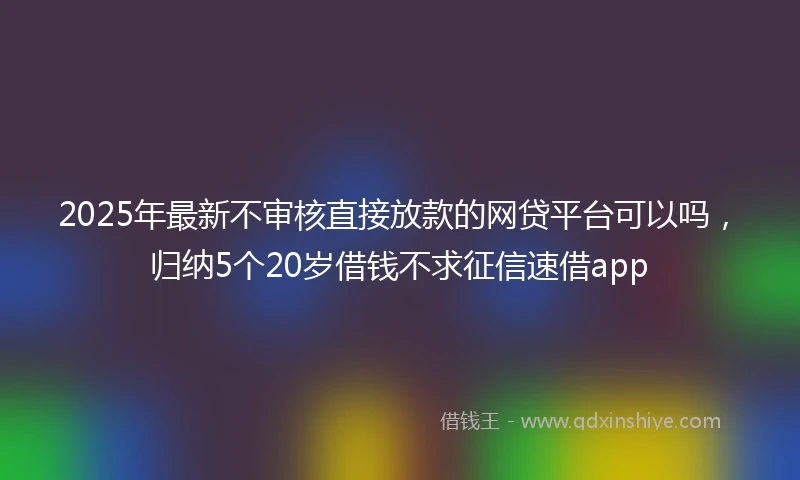 2025年最新不审核直接放款的网贷平台可以吗，归纳5个20岁借钱不求征信速借app