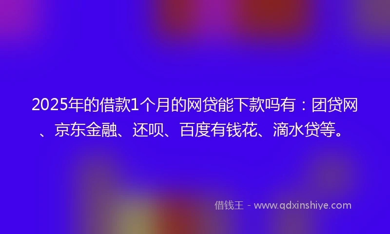 2025年的借款1个月的网贷能下款吗有：团贷网、京东金融、还呗、百度有钱花、滴水贷等。
