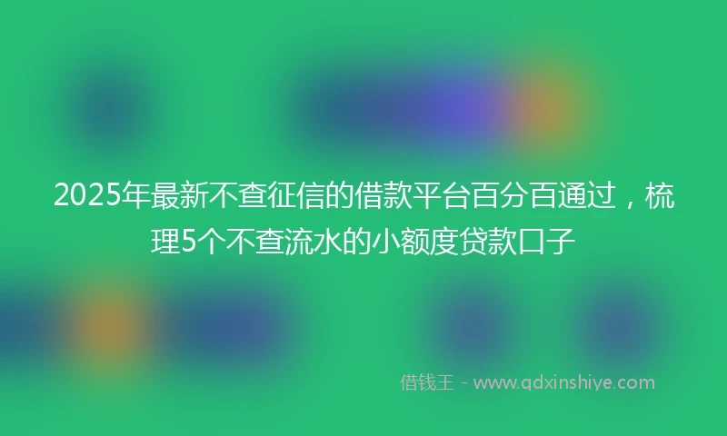 2025年最新不查征信的借款平台百分百通过，梳理5个不查流水的小额度贷款口子