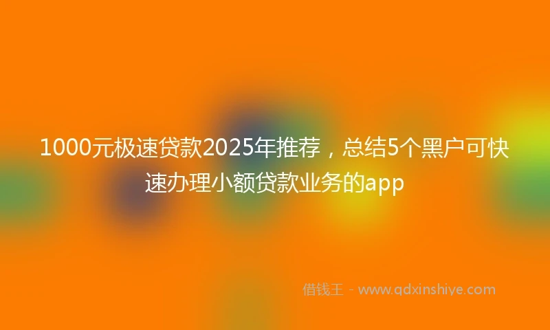 1000元极速贷款2025年推荐，总结5个黑户可快速办理小额贷款业务的app