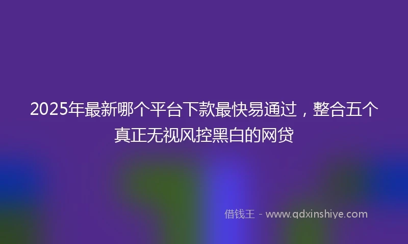 2025年最新哪个平台下款最快易通过，整合五个真正无视风控黑白的网贷