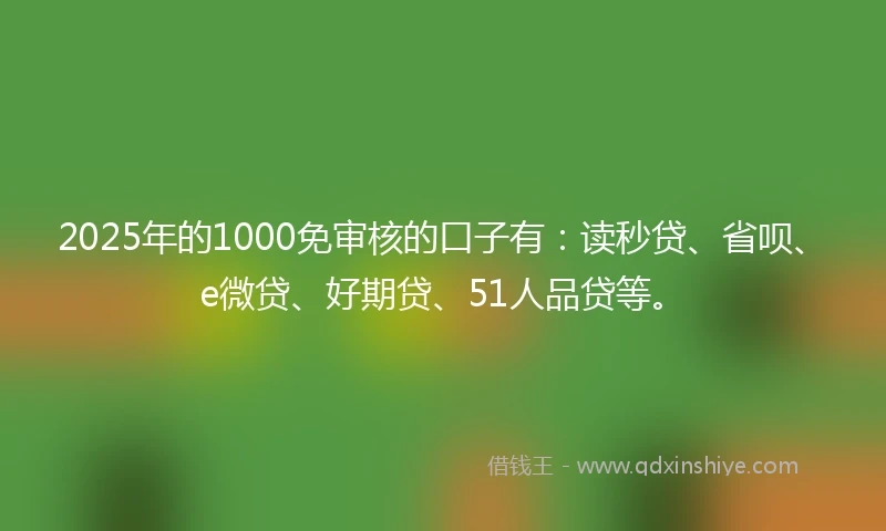 2025年的1000免审核的口子有：读秒贷、省呗、e微贷、好期贷、51人品贷等。
