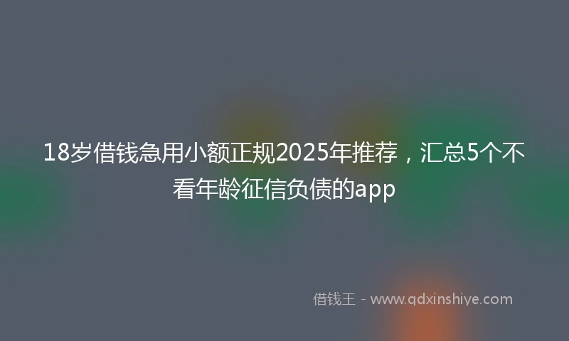 18岁借钱急用小额正规2025年推荐，汇总5个不看年龄征信负债的app