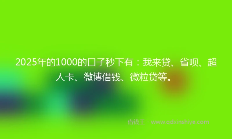 2025年的1000的口子秒下有：我来贷、省呗、超人卡、微博借钱、微粒贷等。
