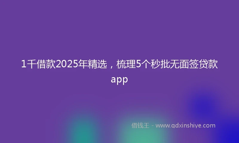 1千借款2025年精选，梳理5个秒批无面签贷款app