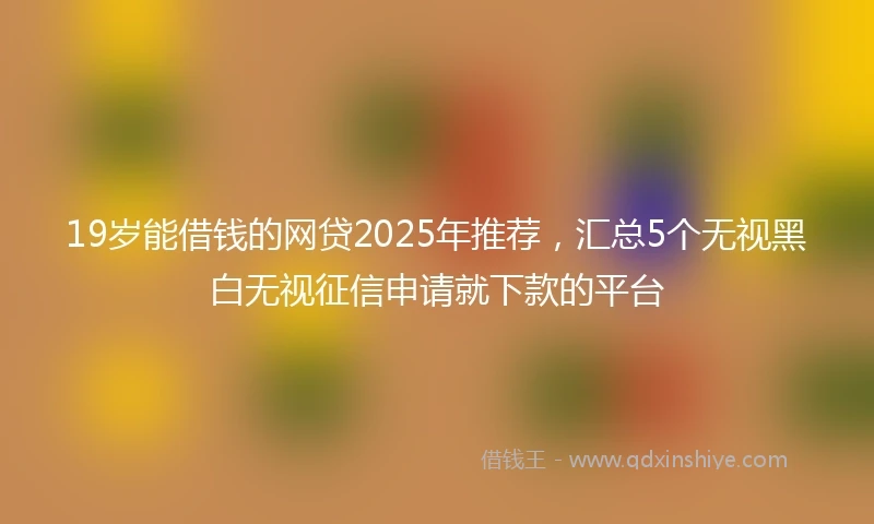 19岁能借钱的网贷2025年推荐，汇总5个无视黑白无视征信申请就下款的平台