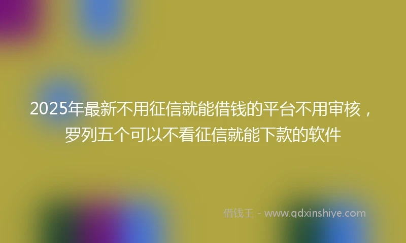 2025年最新不用征信就能借钱的平台不用审核，罗列五个可以不看征信就能下款的软件