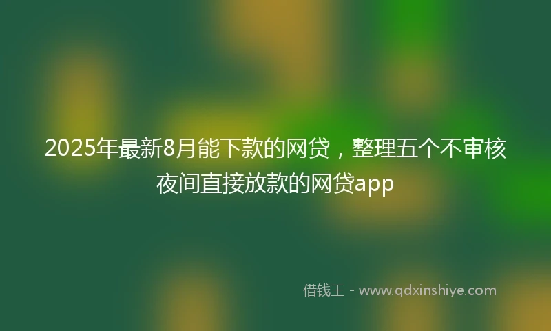 2025年最新8月能下款的网贷，整理五个不审核夜间直接放款的网贷app