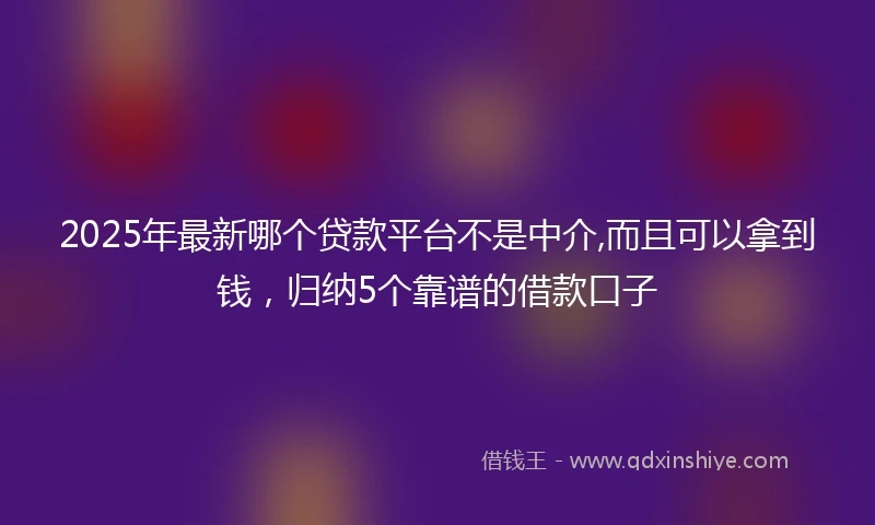 2025年最新哪个贷款平台不是中介,而且可以拿到钱，归纳5个靠谱的借款口子