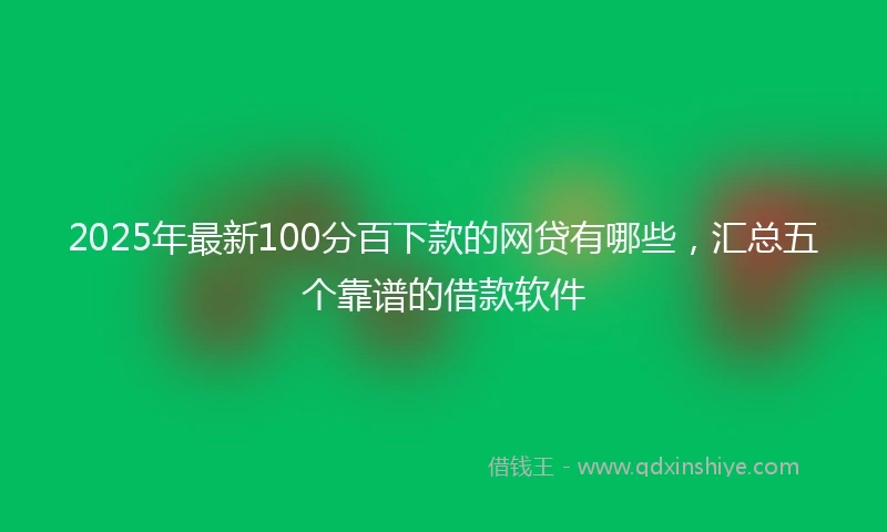 2025年最新100分百下款的网贷有哪些，汇总五个靠谱的借款软件