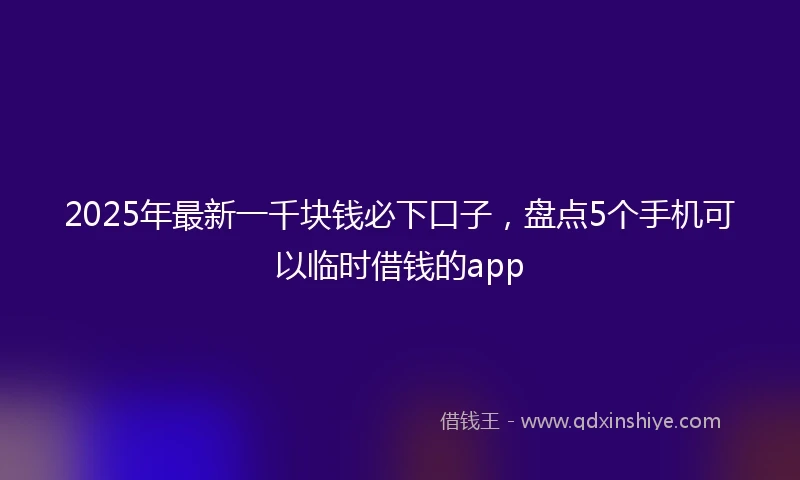 2025年最新一千块钱必下口子，盘点5个手机可以临时借钱的app