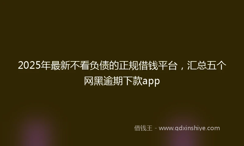 2025年最新不看负债的正规借钱平台，汇总五个网黑逾期下款app