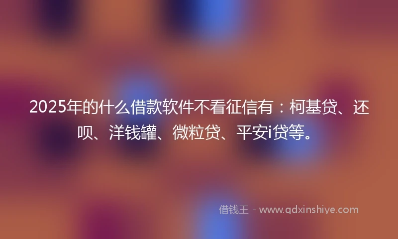 2025年的什么借款软件不看征信有：柯基贷、还呗、洋钱罐、微粒贷、平安i贷等。