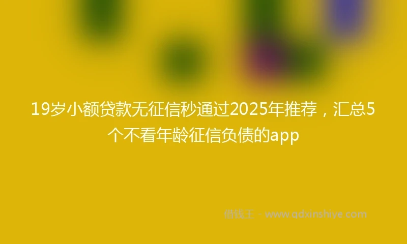 19岁小额贷款无征信秒通过2025年推荐，汇总5个不看年龄征信负债的app