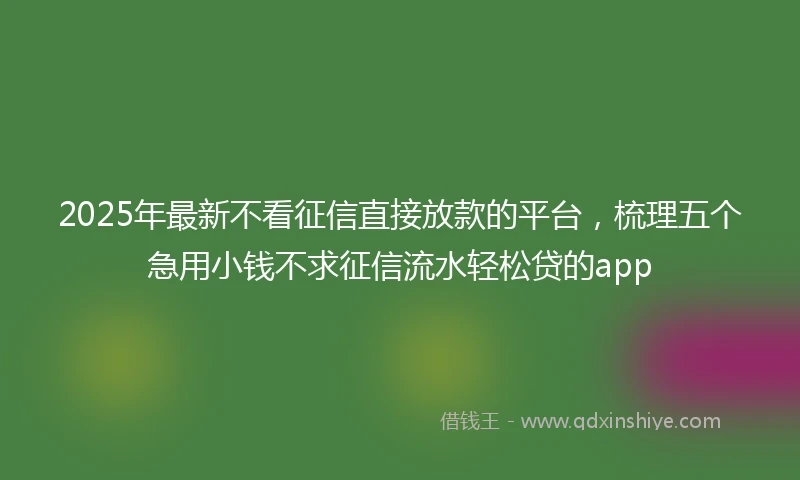 2025年最新不看征信直接放款的平台，梳理五个急用小钱不求征信流水轻松贷的app