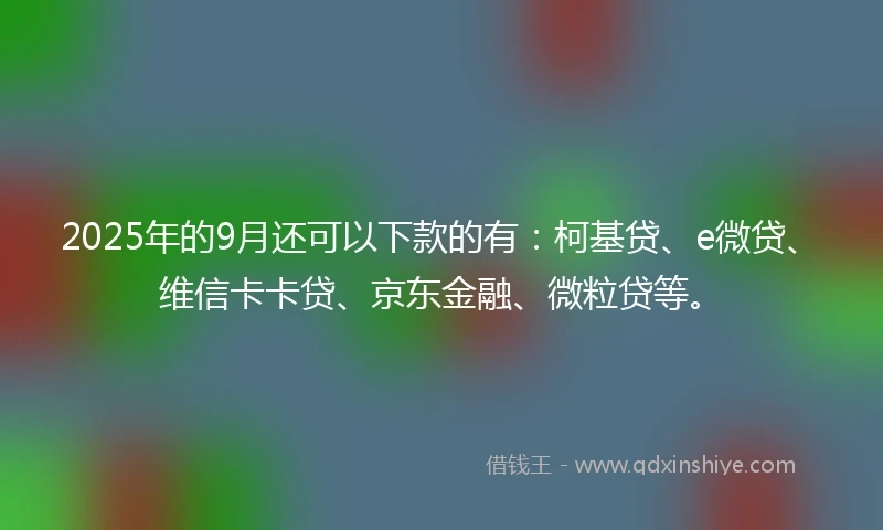 2025年的9月还可以下款的有：柯基贷、e微贷、维信卡卡贷、京东金融、微粒贷等。