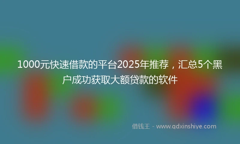 1000元快速借款的平台2025年推荐，汇总5个黑户成功获取大额贷款的软件