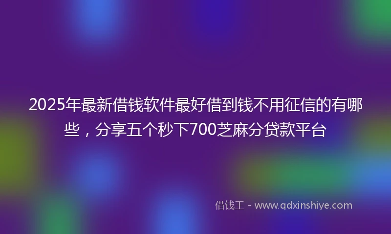 2025年最新借钱软件最好借到钱不用征信的有哪些，分享五个秒下700芝麻分贷款平台
