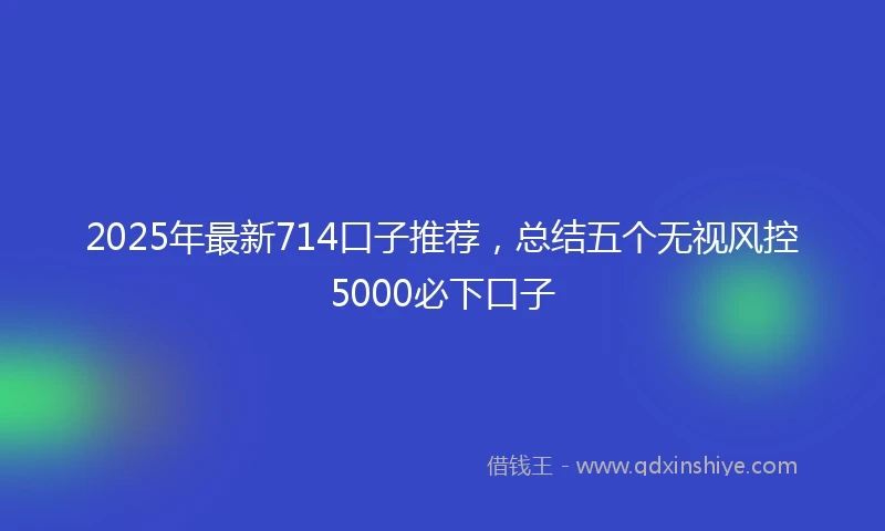 2025年最新714口子推荐，总结五个无视风控5000必下口子