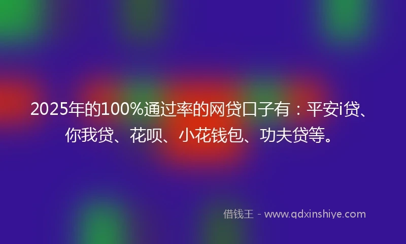 2025年的100%通过率的网贷口子有：平安i贷、你我贷、花呗、小花钱包、功夫贷等。