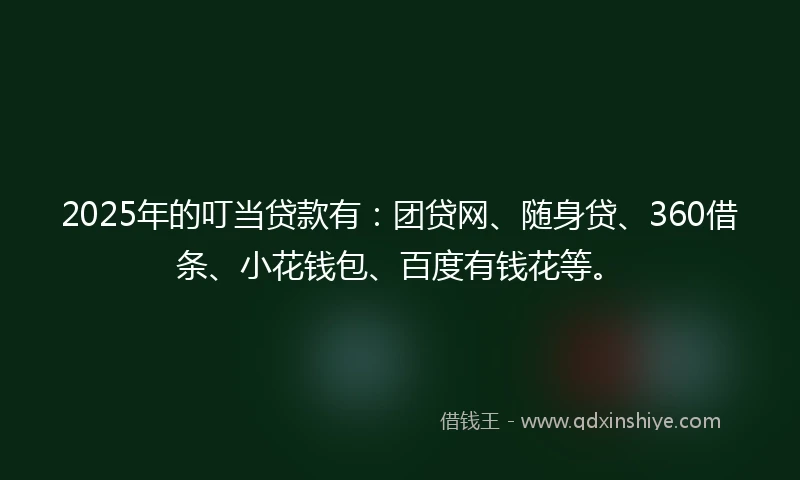 2025年的叮当贷款有：团贷网、随身贷、360借条、小花钱包、百度有钱花等。