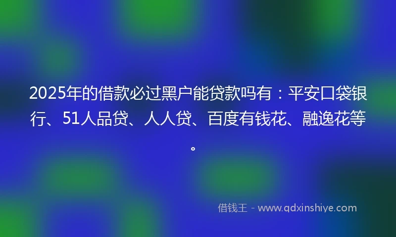 2025年的借款必过黑户能贷款吗有：平安口袋银行、51人品贷、人人贷、百度有钱花、融逸花等。