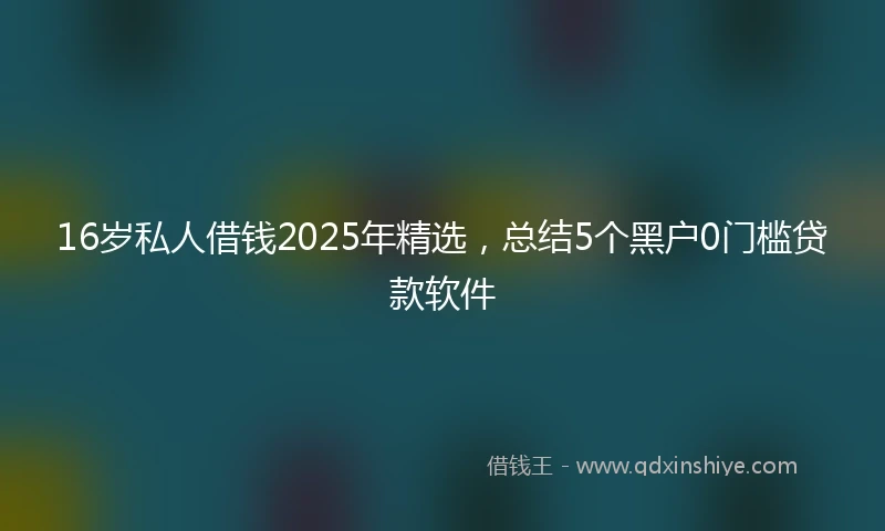 16岁私人借钱2025年精选，总结5个黑户0门槛贷款软件