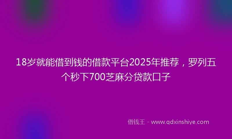 18岁就能借到钱的借款平台2025年推荐，罗列五个秒下700芝麻分贷款口子