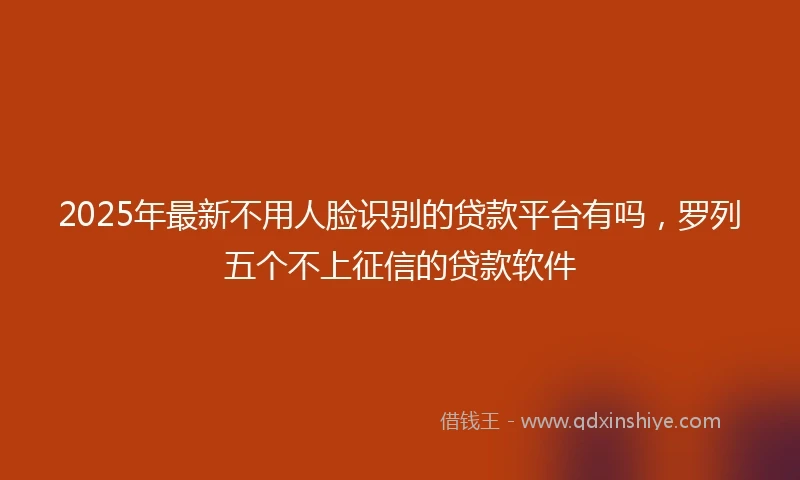 2025年最新不用人脸识别的贷款平台有吗，罗列五个不上征信的贷款软件
