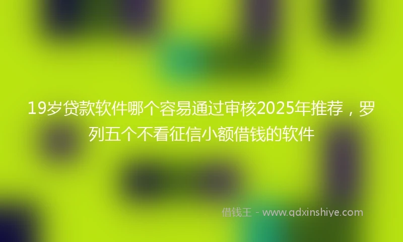 19岁贷款软件哪个容易通过审核2025年推荐，罗列五个不看征信小额借钱的软件