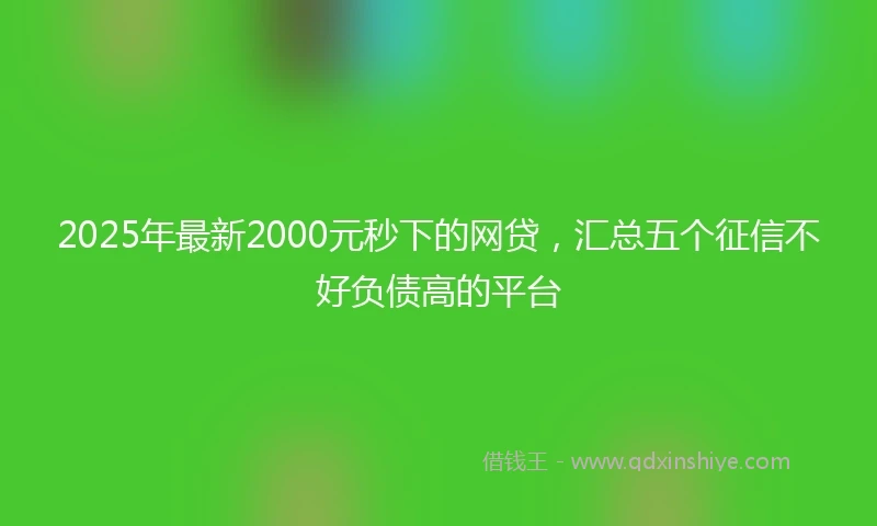 2025年最新2000元秒下的网贷，汇总五个征信不好负债高的平台